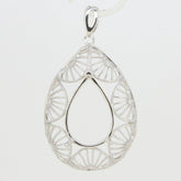 Sterling Silver Semi Mount Pendant Setting Pear Shape PE 18x13mm Filigree - Syzjewelry